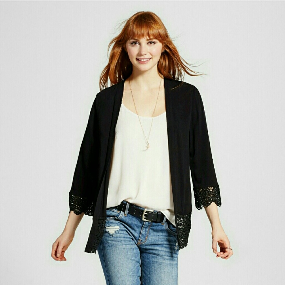 Xhilaration - Open Front Lace Trim Kimono